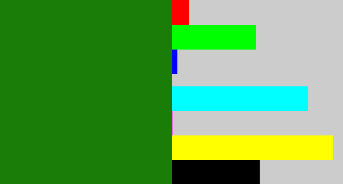 Hex color #1a7d07 - tree green