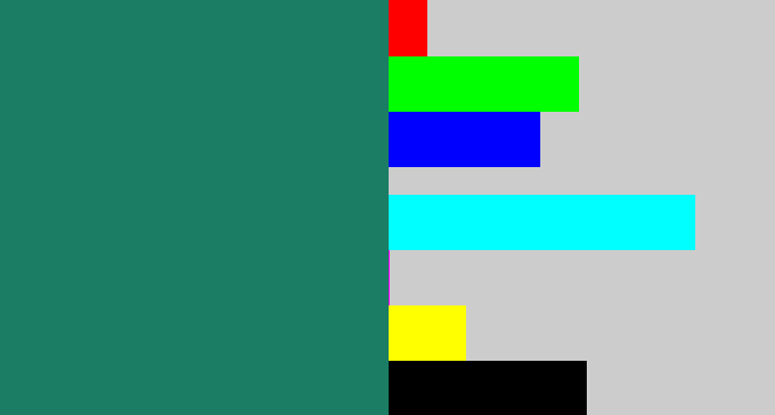 Hex color #1a7d64 - blue green