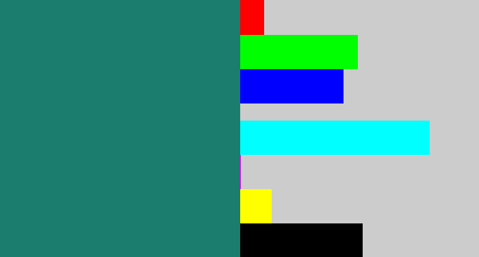 Hex color #1a7d6d - blue green