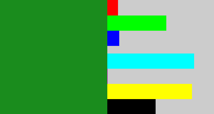 Hex color #1a8c1d - tree green