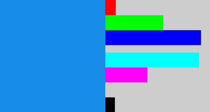 Hex color #1a8ce8 - azure