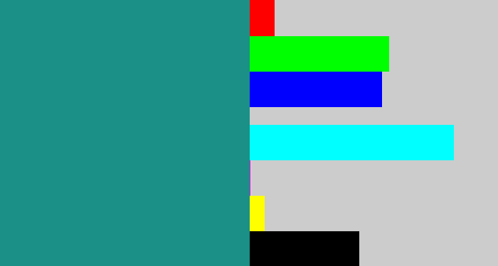 Hex color #1a9087 - greenish blue