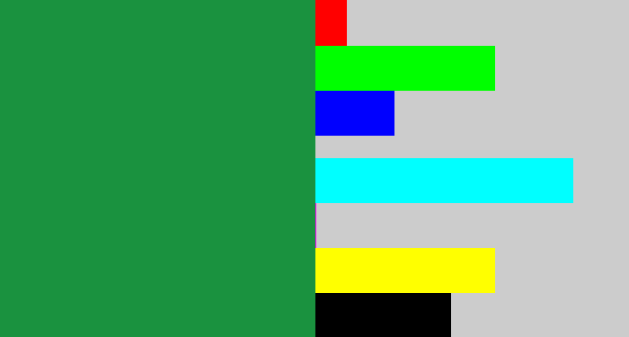 Hex color #1a923f - kelley green