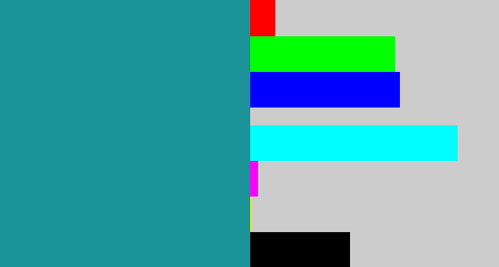 Hex color #1a9398 - blue/green