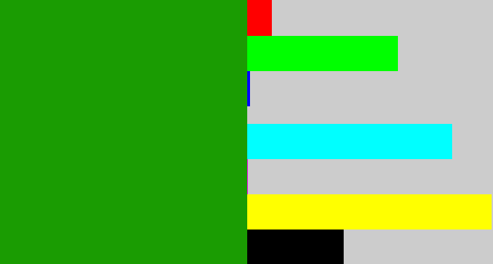 Hex color #1a9c02 - true green