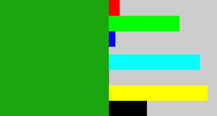 Hex color #1aa60f - green