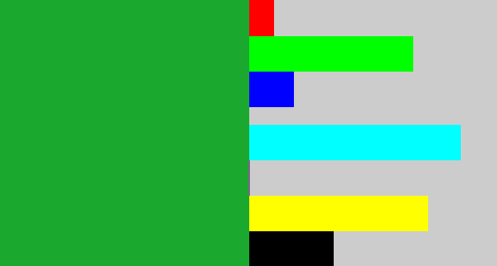 Hex color #1aa82f - green
