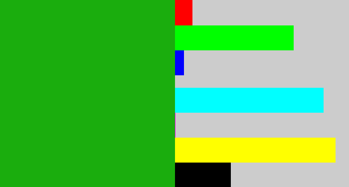Hex color #1aad0d - green