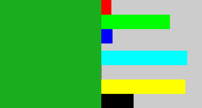 Hex color #1aad1d - green