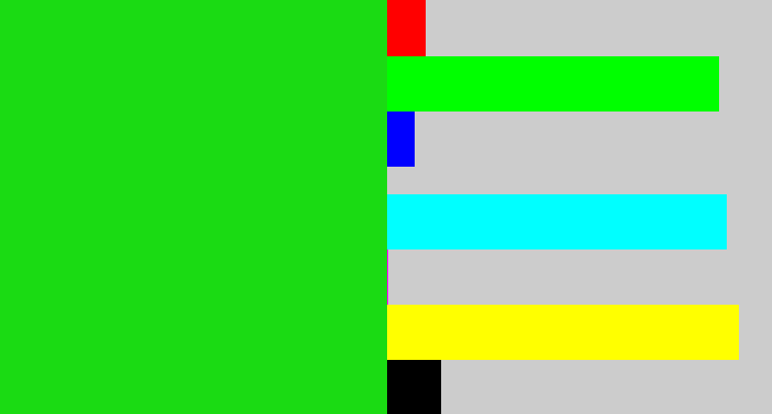 Hex color #1adb13 - vibrant green