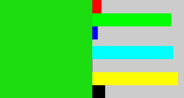 Hex color #1adc0f - vibrant green
