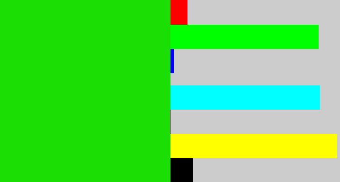 Hex color #1ade04 - vibrant green