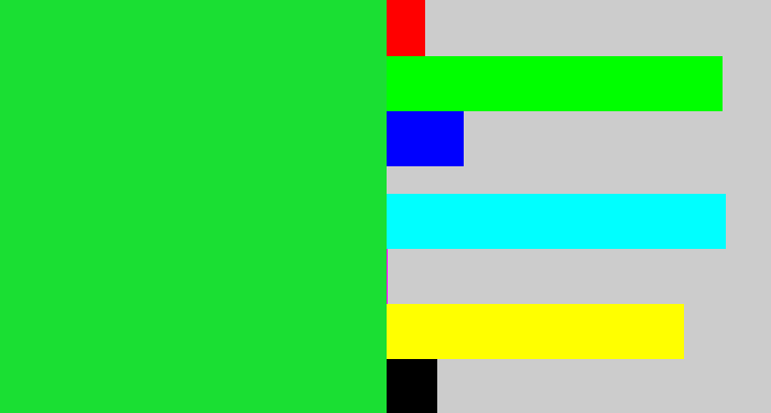 Hex color #1adf33 - hot green