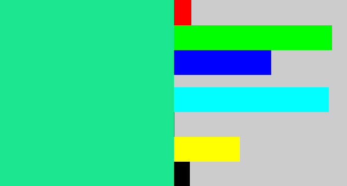 Hex color #1ae78f - aqua green