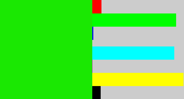 Hex color #1ae802 - vibrant green