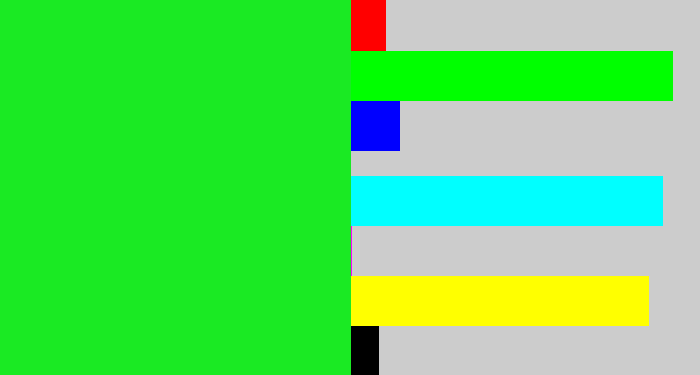 Hex color #1aea23 - radioactive green