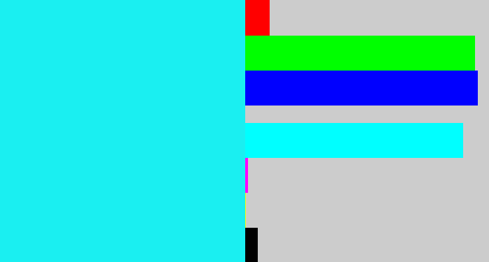 Hex color #1aeff1 - bright light blue