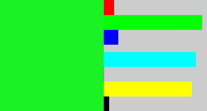 Hex color #1af224 - hot green