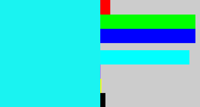 Hex color #1af3f1 - bright light blue