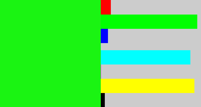 Hex color #1af412 - electric green