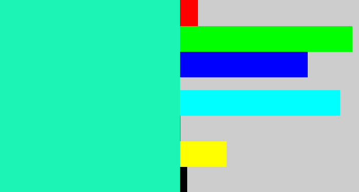 Hex color #1af5b6 - greenish cyan