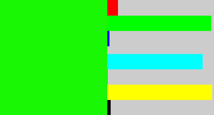 Hex color #1af704 - highlighter green