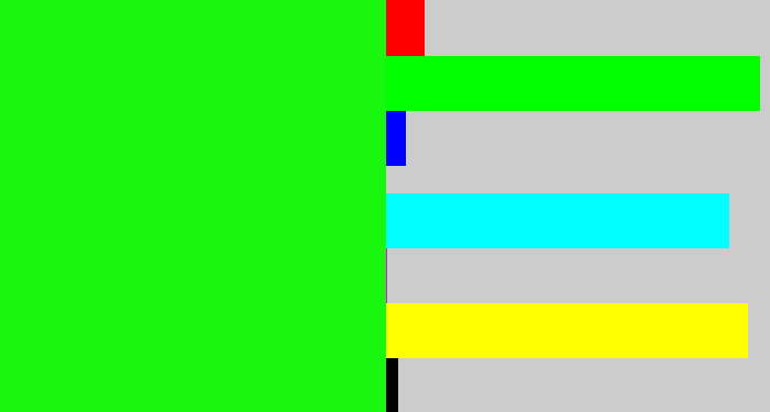 Hex color #1af70e - electric green