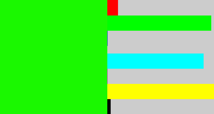 Hex color #1af800 - highlighter green