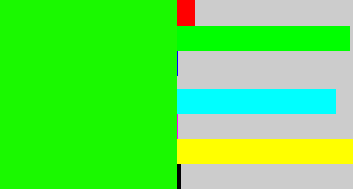 Hex color #1af900 - highlighter green