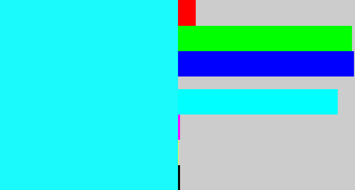 Hex color #1af9fc - bright light blue