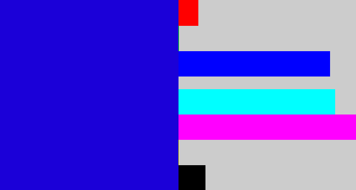 Hex color #1b00d8 - ultramarine blue