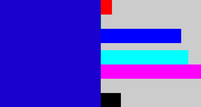 Hex color #1b01cd - ultramarine blue