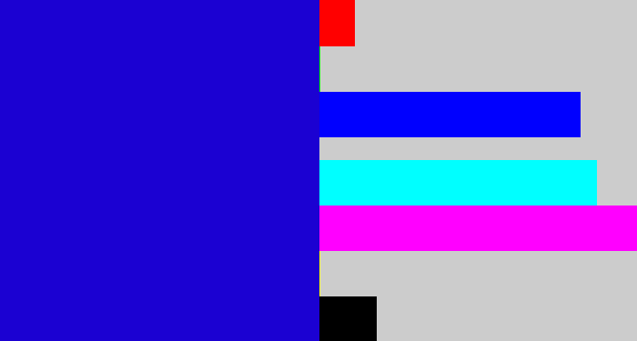 Hex color #1b01d2 - ultramarine blue