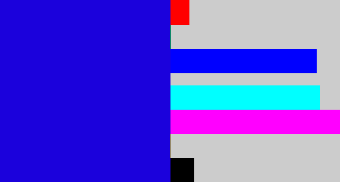 Hex color #1b01dc - ultramarine blue