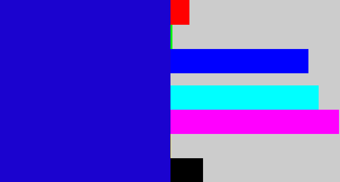 Hex color #1b03cf - ultramarine blue