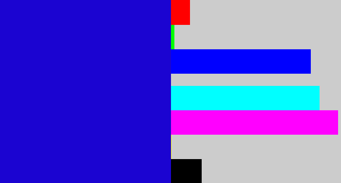 Hex color #1b04d1 - ultramarine blue