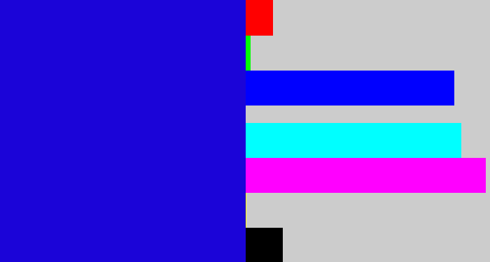 Hex color #1b04d8 - ultramarine blue