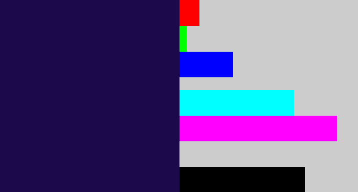 Hex color #1b094c - dark indigo