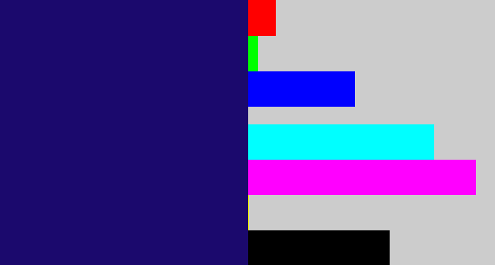 Hex color #1b096d - deep blue
