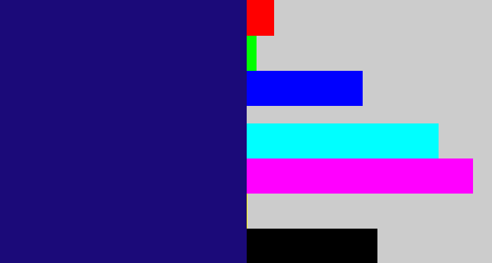 Hex color #1b0a79 - deep blue