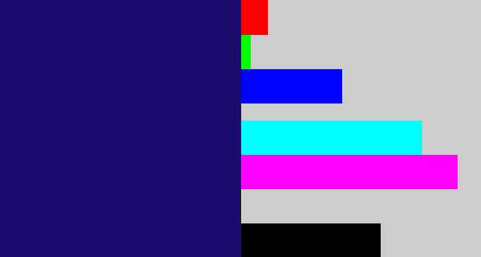 Hex color #1b0b6c - dark indigo