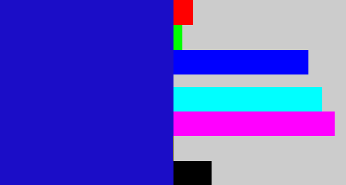 Hex color #1b0dc7 - ultramarine blue
