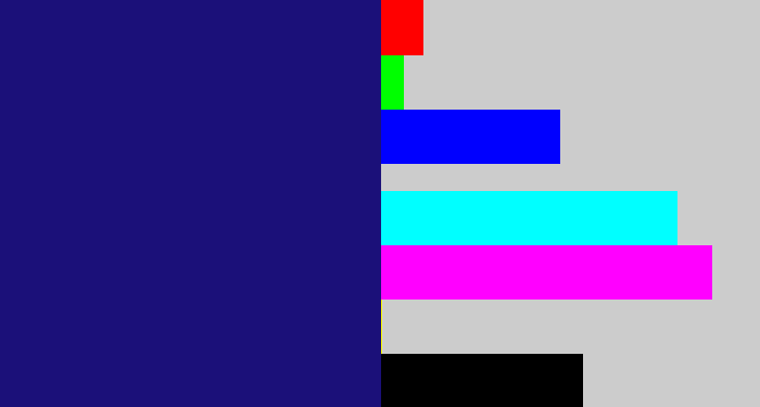 Hex color #1b1079 - deep blue