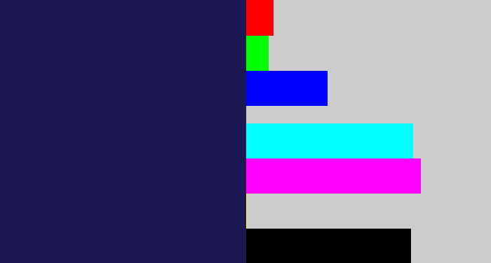 Hex color #1b1854 - dark indigo