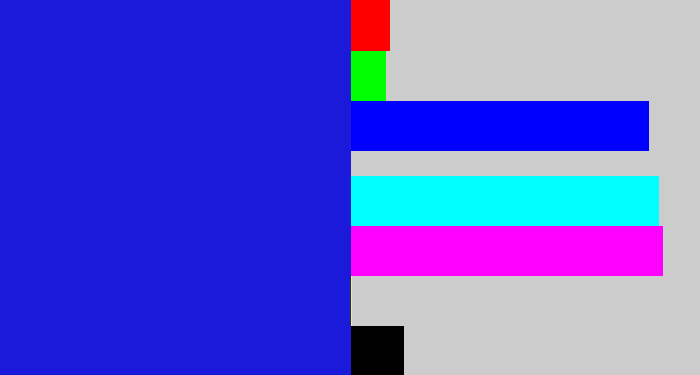 Hex color #1b19da - ultramarine blue
