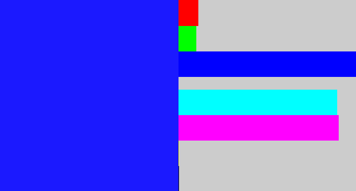 Hex color #1b19ff - vivid blue