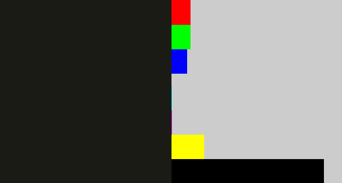 Hex color #1b1b16 - almost black