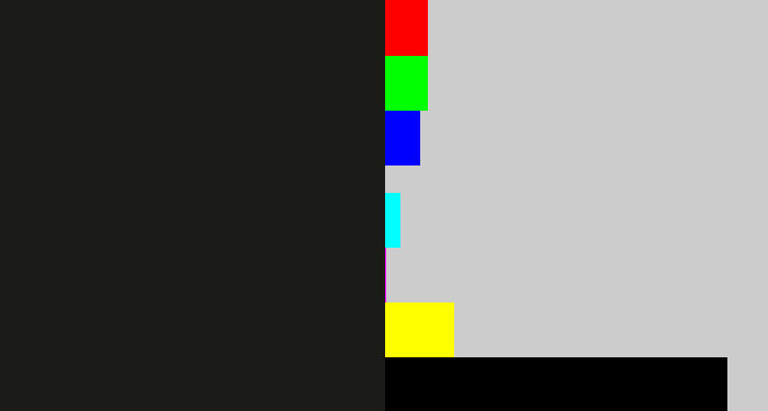 Hex color #1b1c17 - almost black