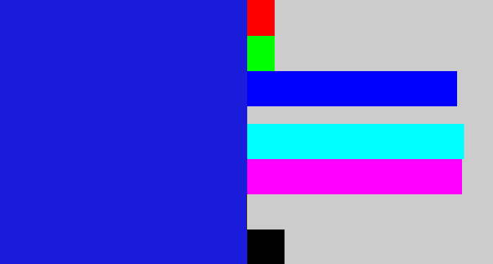 Hex color #1b1cda - ultramarine blue