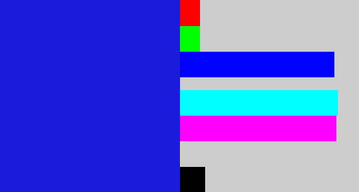 Hex color #1b1cdb - ultramarine blue